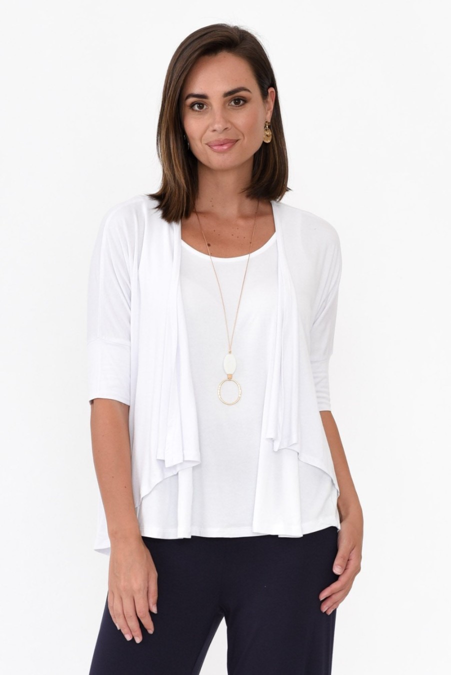 Clothing Bamboo Body Cardigans | Opal White Bamboo Cardigan