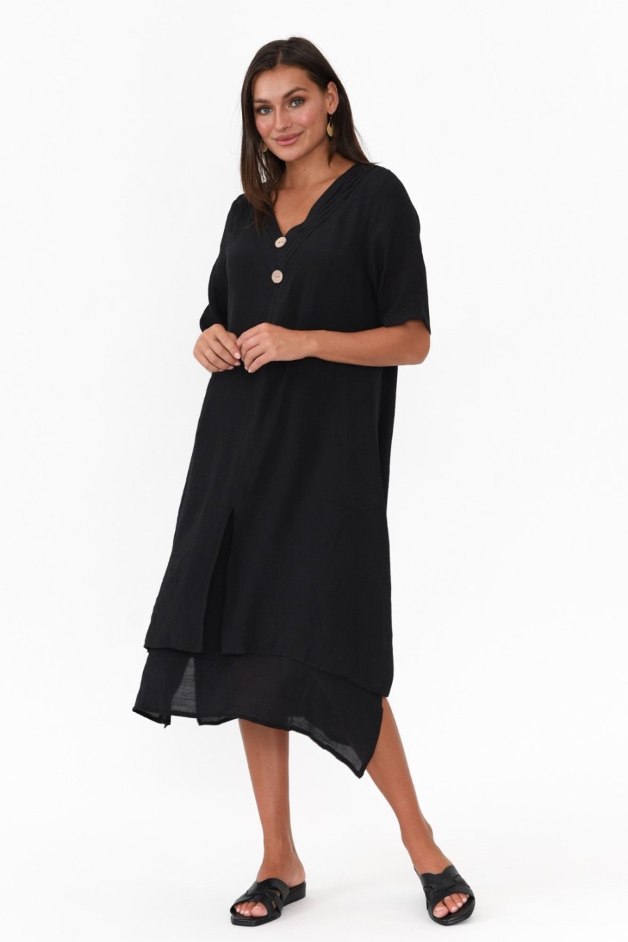 Clothing La Mode Cotton Dresses | Nala Black Layers Dress