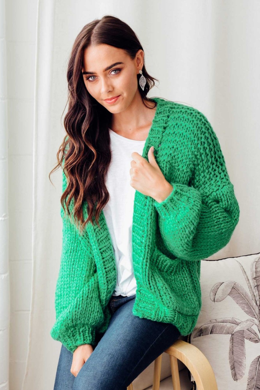 Clothing Paper Heart Cardigans | Freddie Green Knit Pocket Cardigan