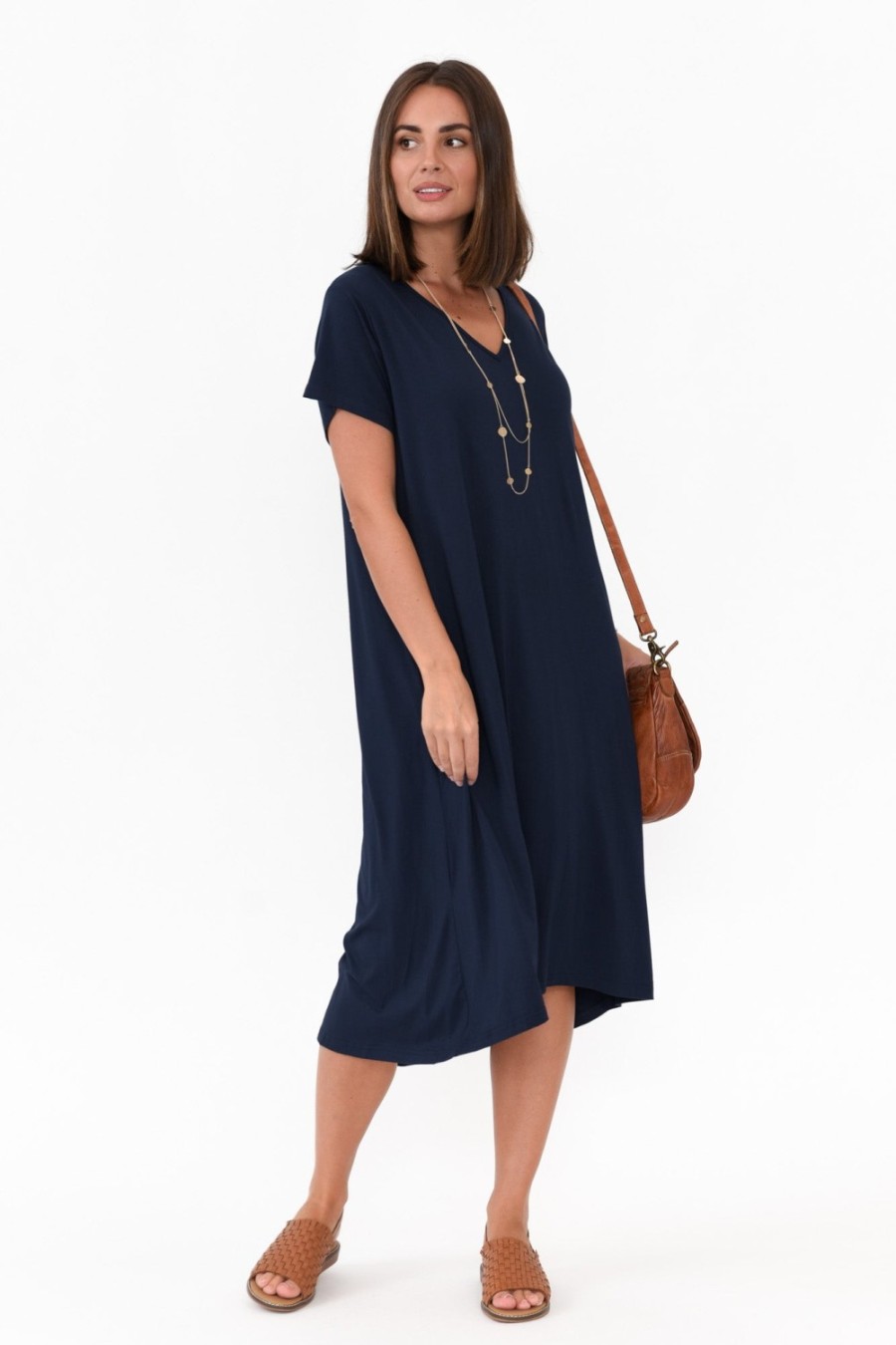 Clothing PQ Bamboo Dresses | Tiffany Navy Bamboo Tee Dress