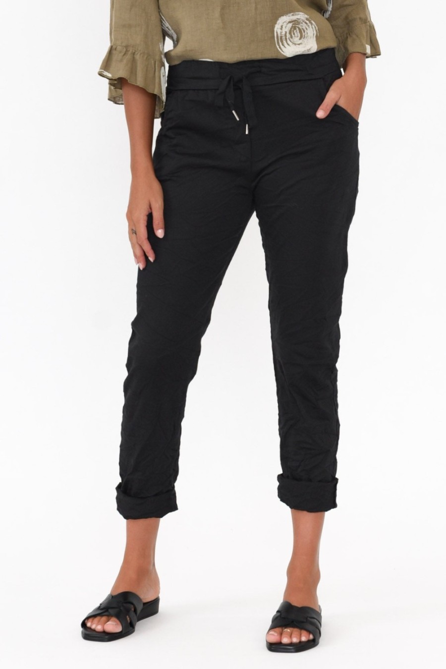 Clothing La Strada Pants | Lyle Black Cotton Blend Stretch Pant