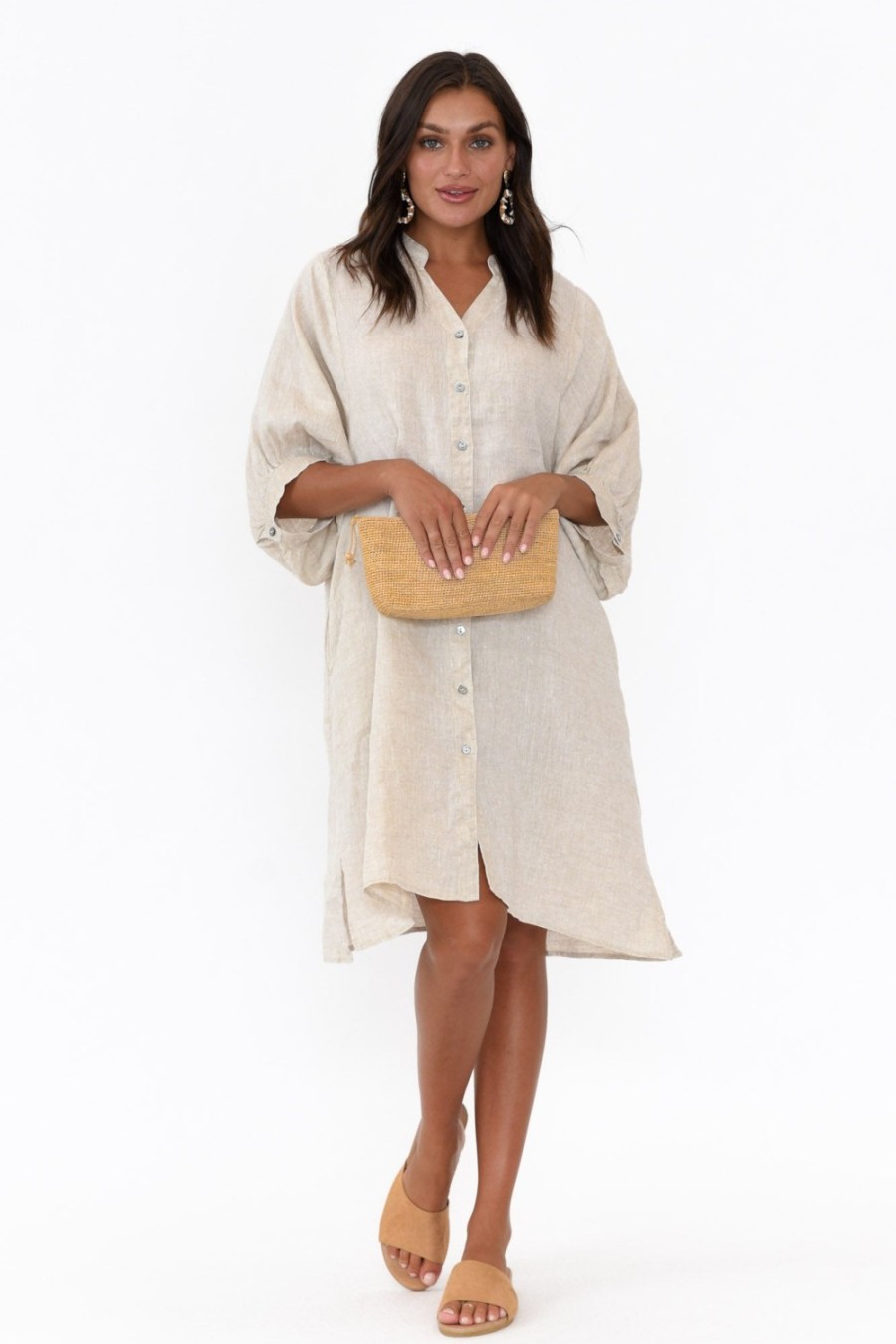 Clothing Worthier Tunic Tops | Leigh Natural Linen Tunic Dress