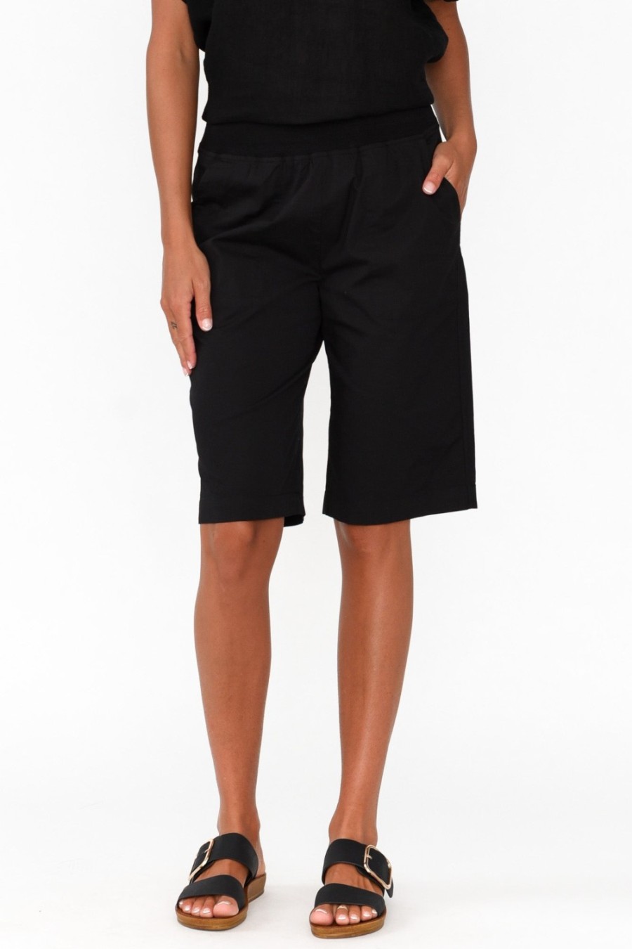 Clothing Threadz Shorts | Wilson Black Cotton Short