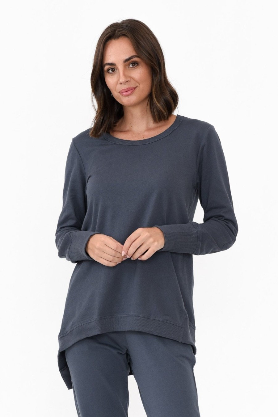 Clothing Betty Basics Cotton Tops | Dolly Blue Cotton Jumper