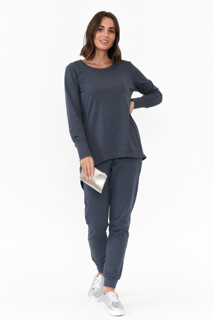 Clothing Betty Basics Cotton Tops | Dolly Blue Cotton Jumper