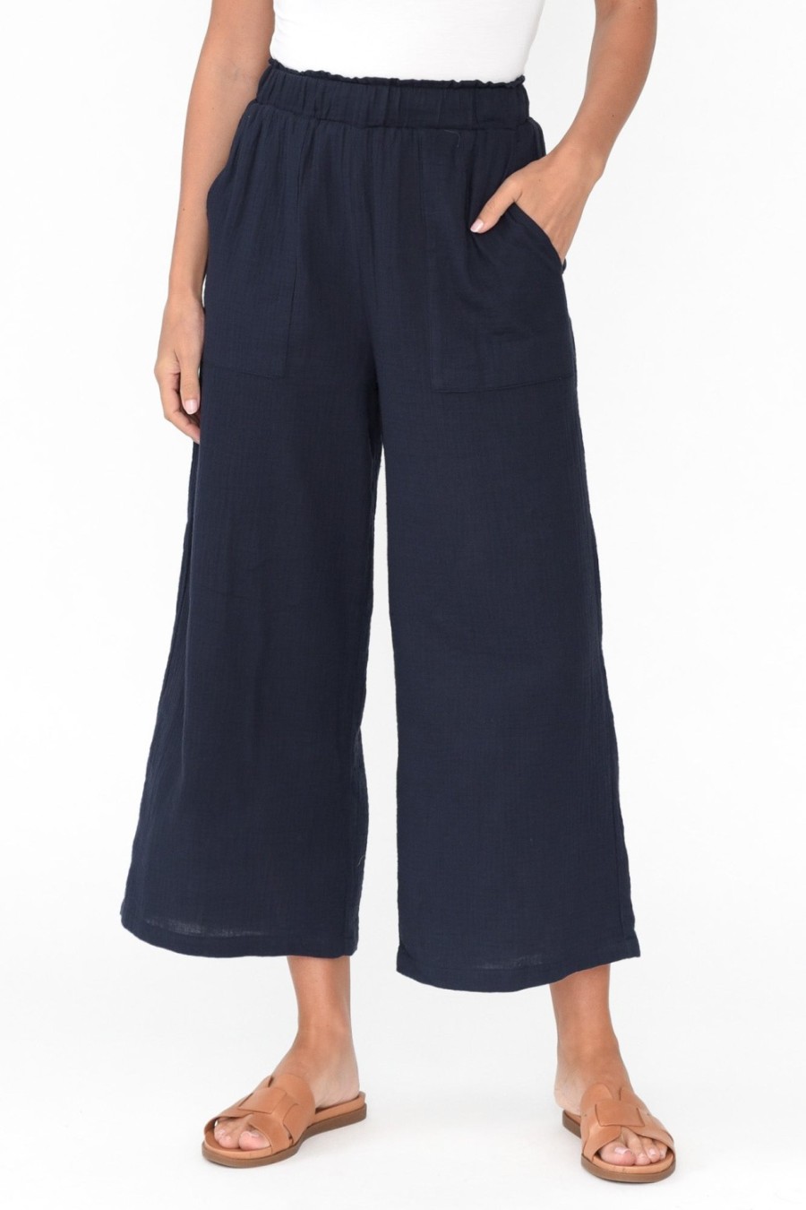 Clothing Threadz Pants | Byron Navy Cotton Pocket Pant