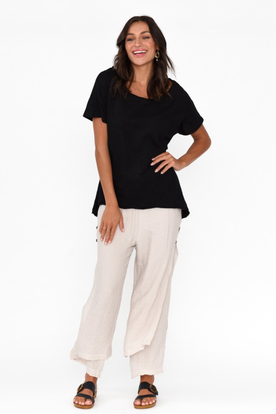 Clothing La Mode Pants | Aida Natural Cotton Blend Layered Pant