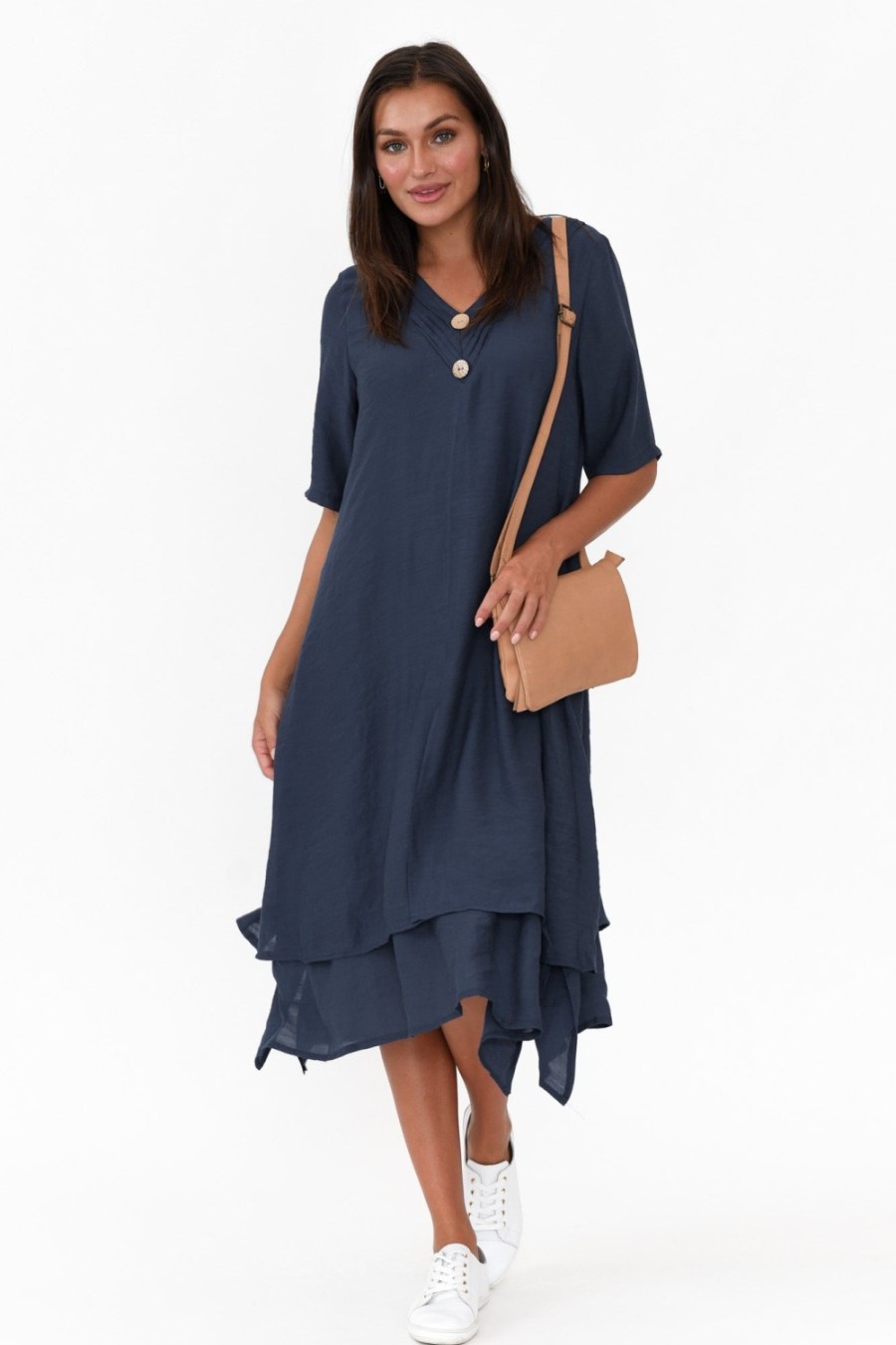 Clothing La Mode Cotton Dresses | Nala Navy Layers Dress