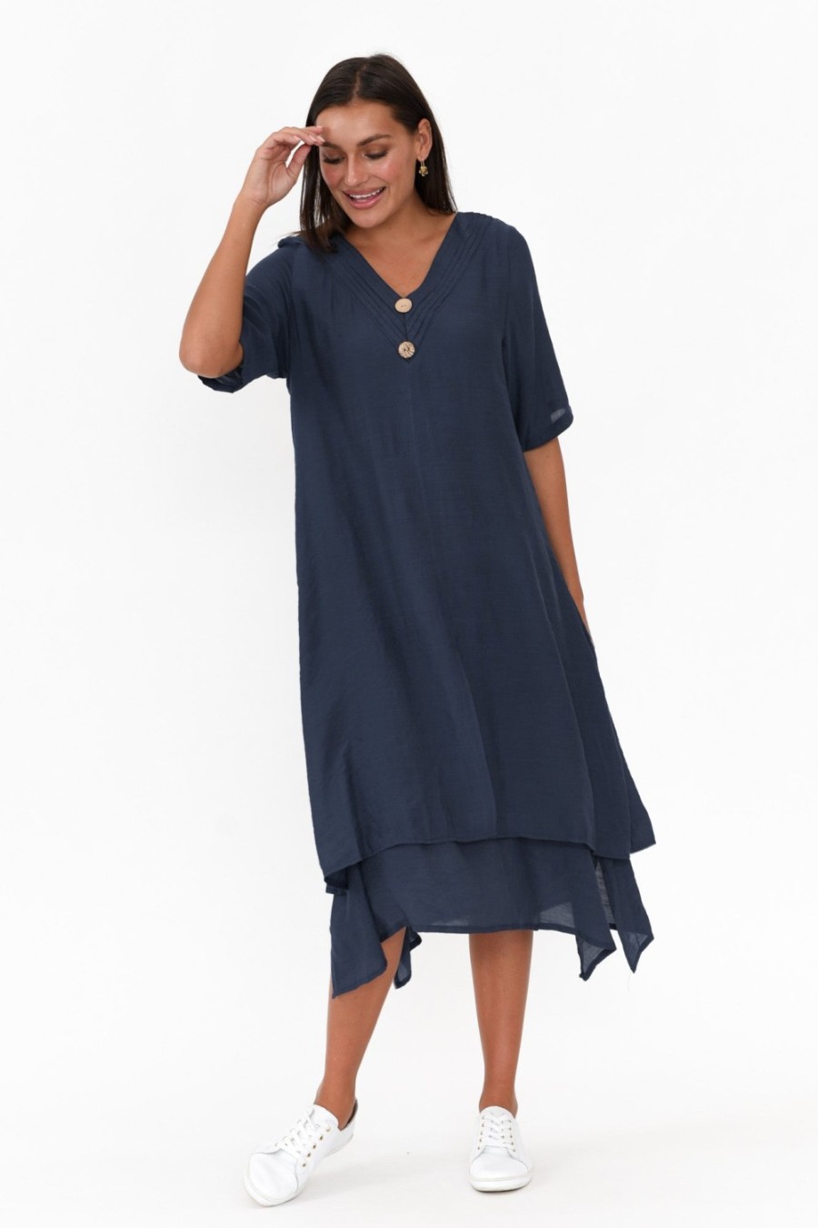 Clothing La Mode Cotton Dresses | Nala Navy Layers Dress