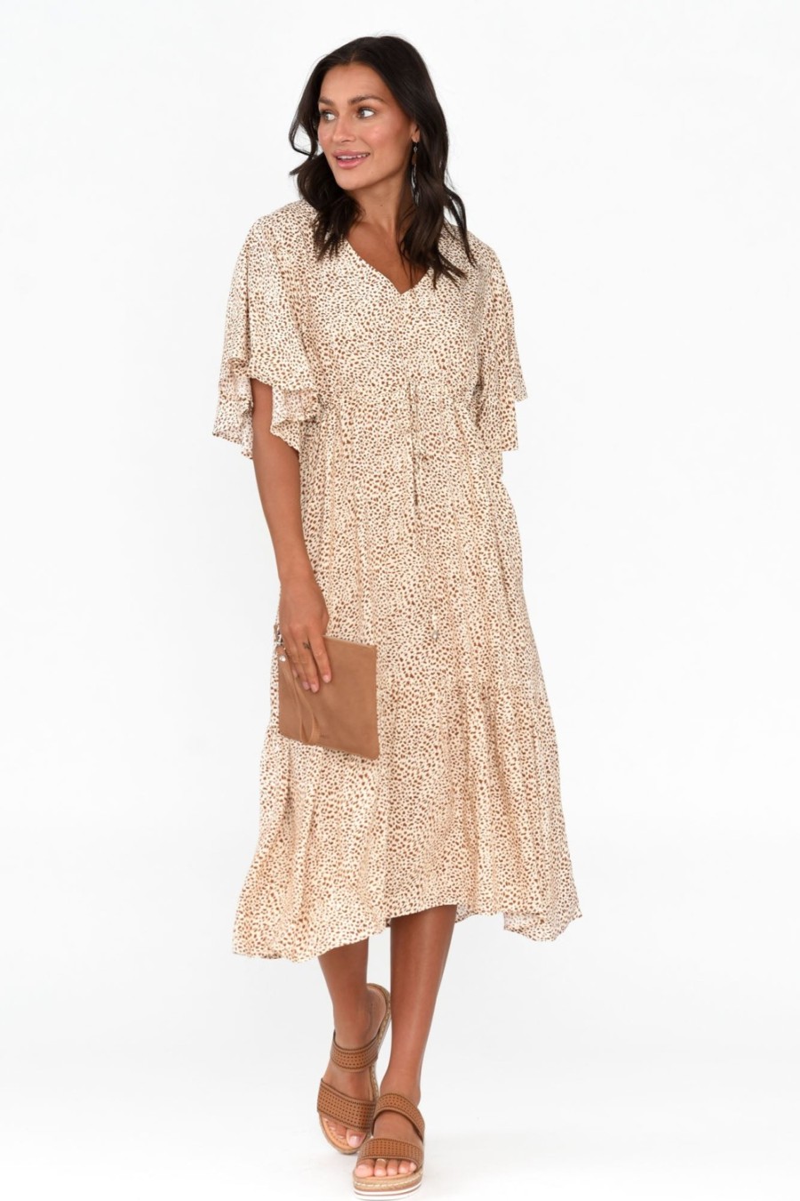 Clothing Cali and Co Midi Dresses | Marianna Brown Animal Pocket Dress