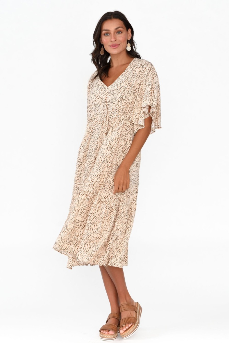 Clothing Cali and Co Midi Dresses | Marianna Brown Animal Pocket Dress