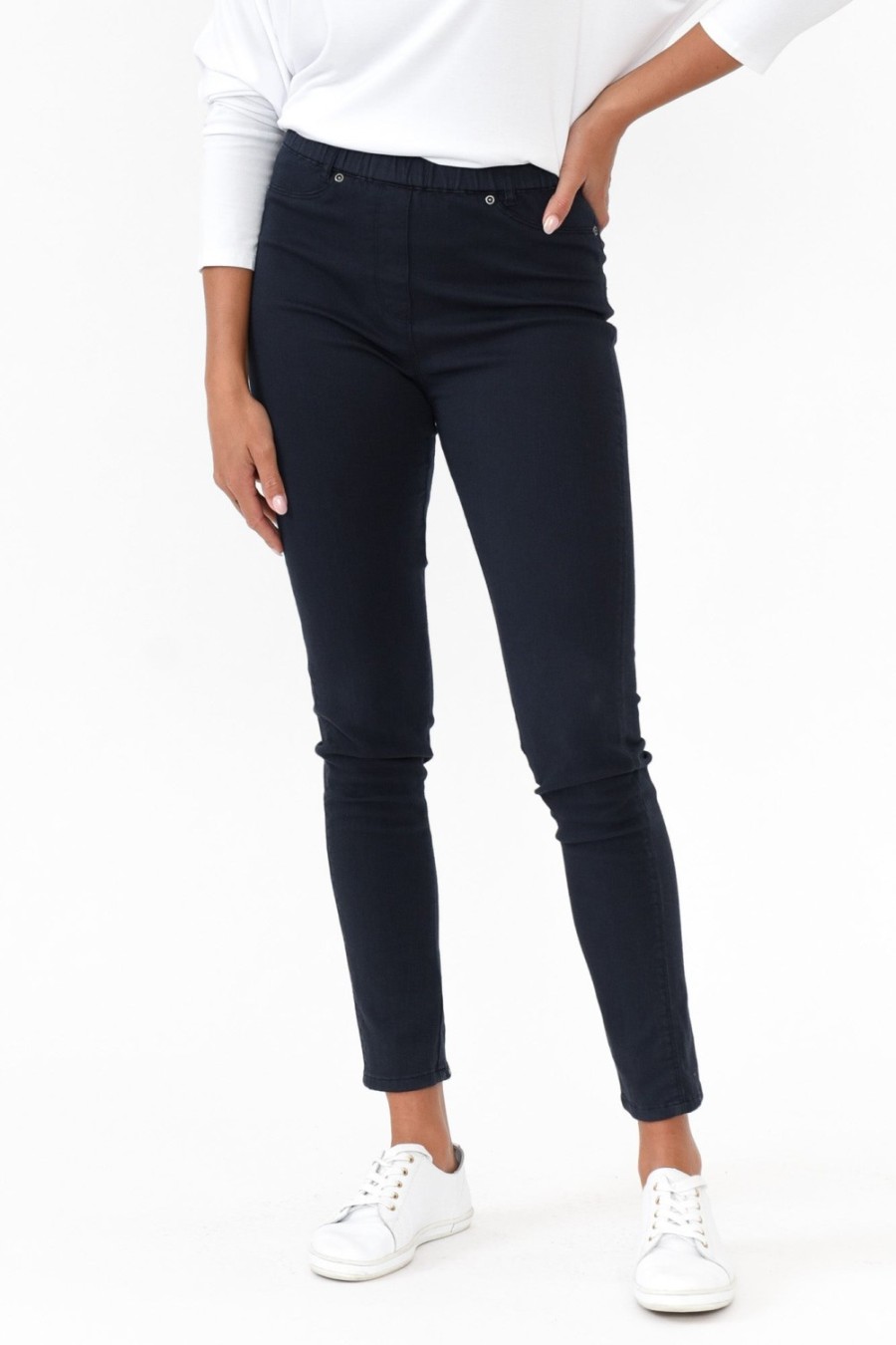 Clothing Cafe Latte Pants | Reed Navy Stretch Cotton Pant