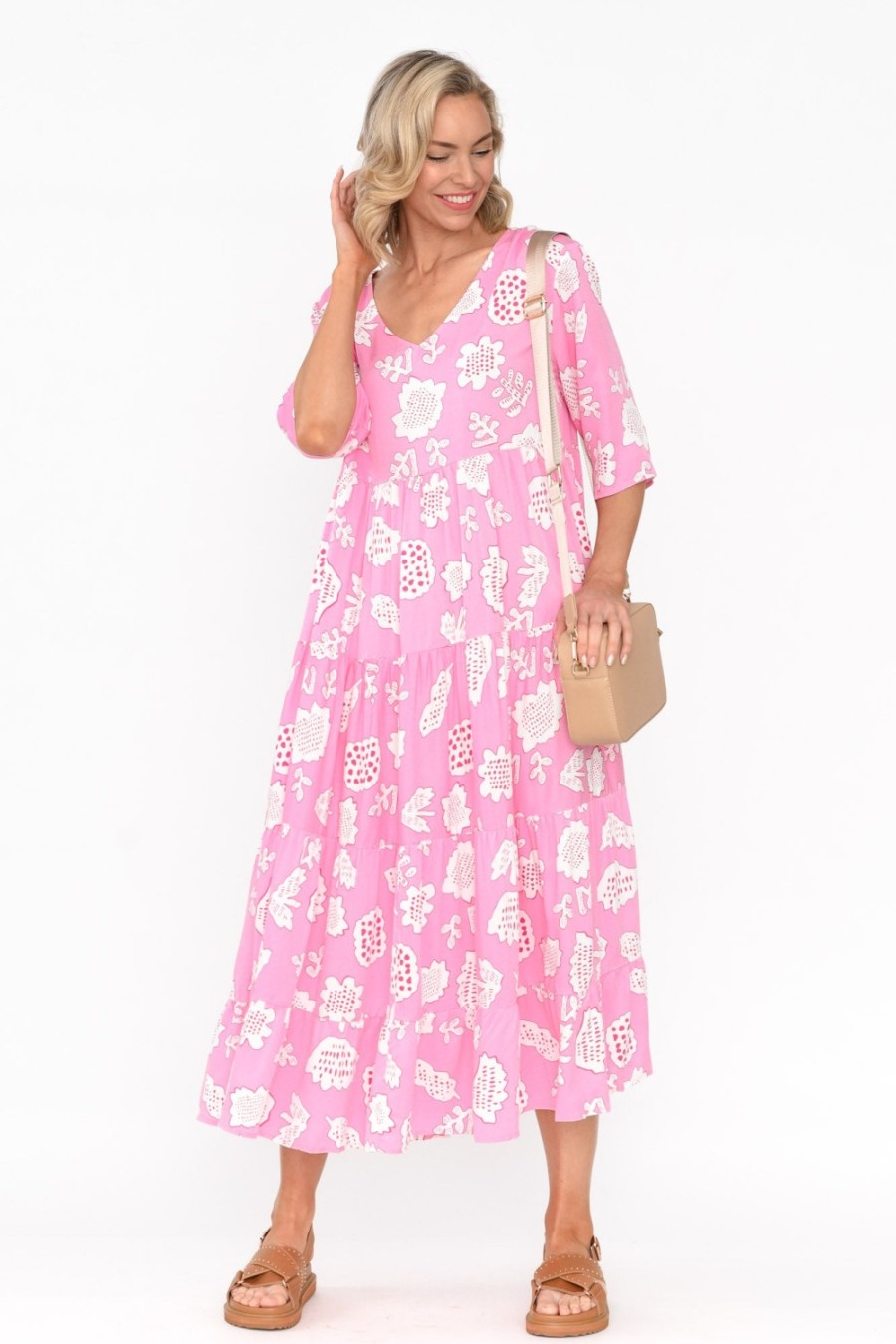 Clothing Pq Maxi Dresses | Becker Candy Pink Abstract Maxi Dress