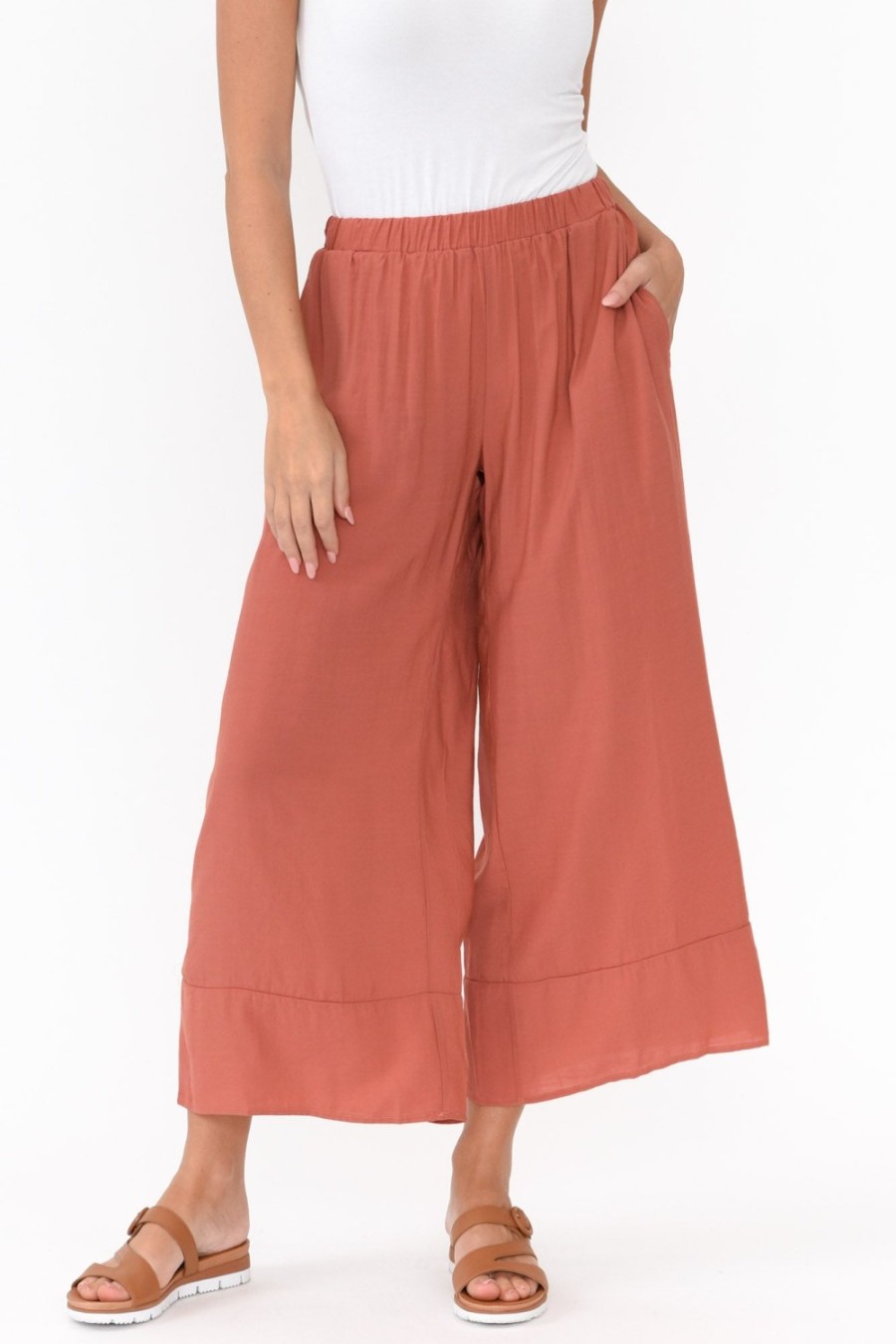 Clothing La Mode Pants | Samira Rust Cotton Wide Leg Pant