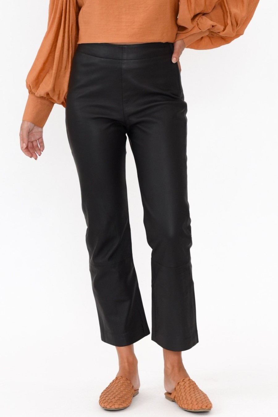 Clothing Fate Becker Pants | Lennon Black Straight Leather Pant