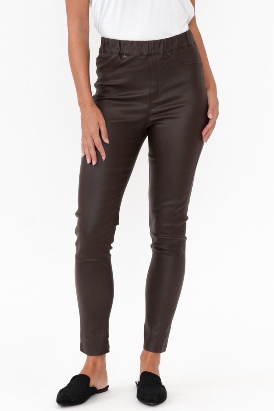 Clothing Slate the Label Pants | Sawyer Chocolate Wet Look Pant