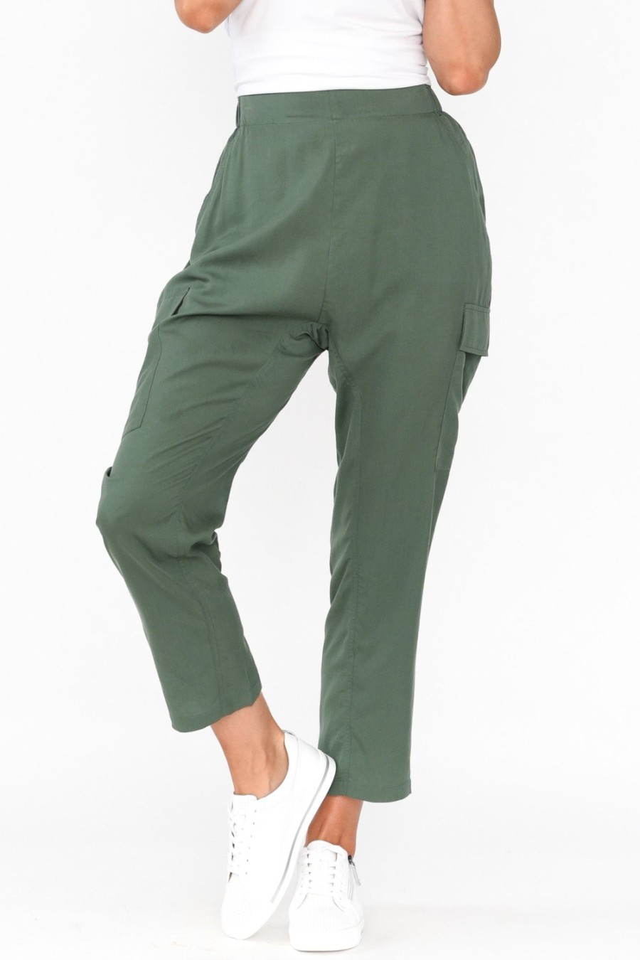 Clothing Tirelli Pants | Caylee Emerald Lyocell Cargo Pant