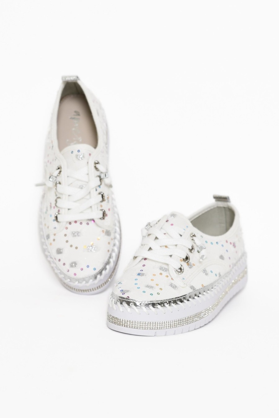 Shoes Ameise White Sneakers | Bling White Sequin Sneaker