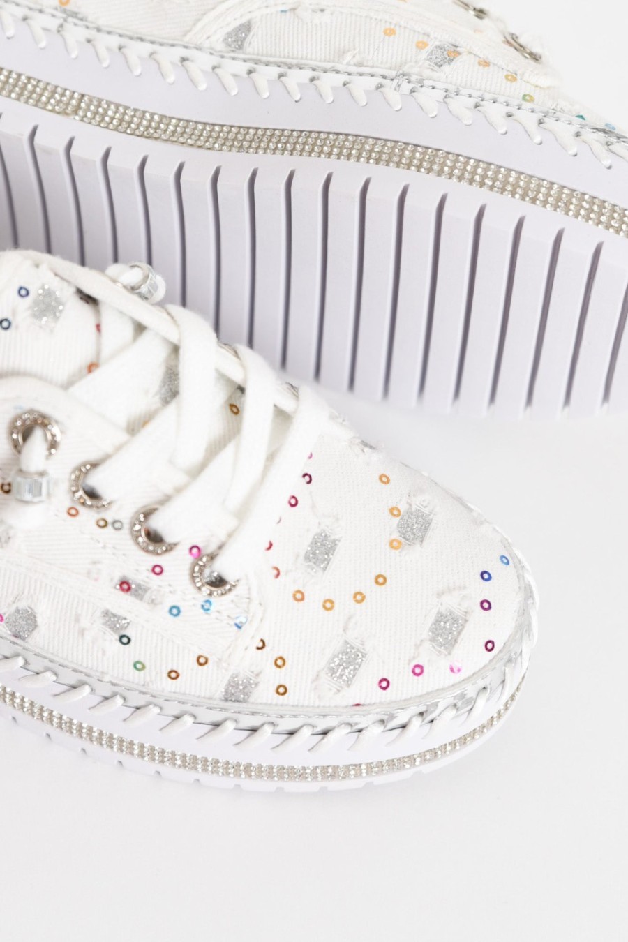 Shoes Ameise White Sneakers | Bling White Sequin Sneaker