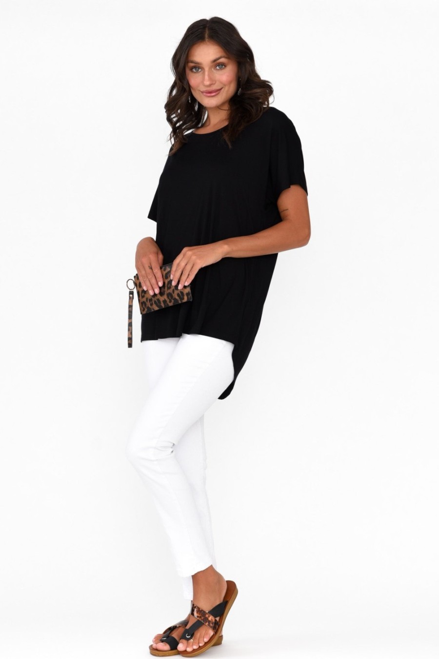 Clothing Pq Sleeved Tops | Danya Black Bamboo Top