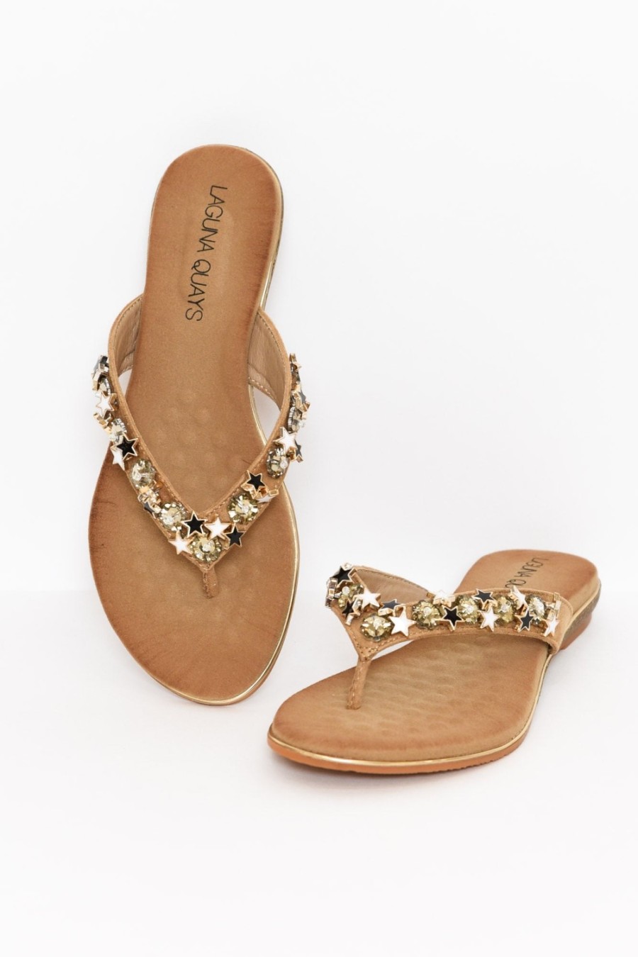 Shoes Laguna Quays Heeled Sandals | Silvie Nude Embellished Slide