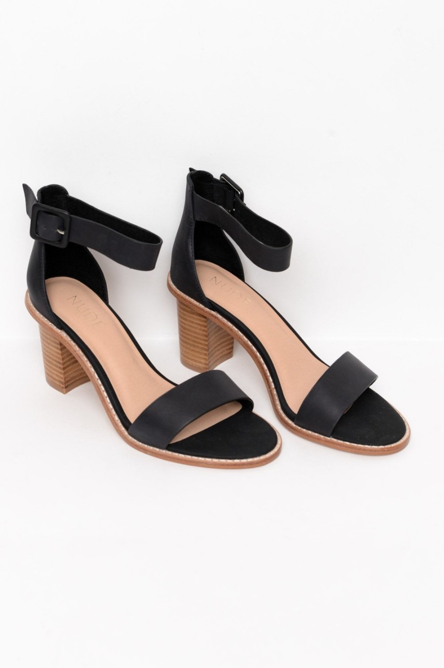 Shoes Nude Shoes Heeled Sandals | Grady Black Leather High Heel