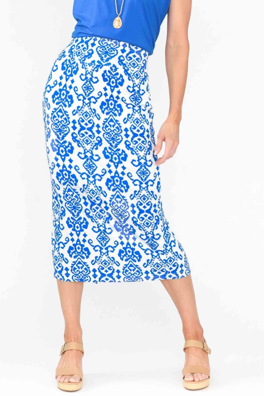 Clothing Lou Lou Skirts | Blue Ikat Bamboo Maxi Tube Skirt