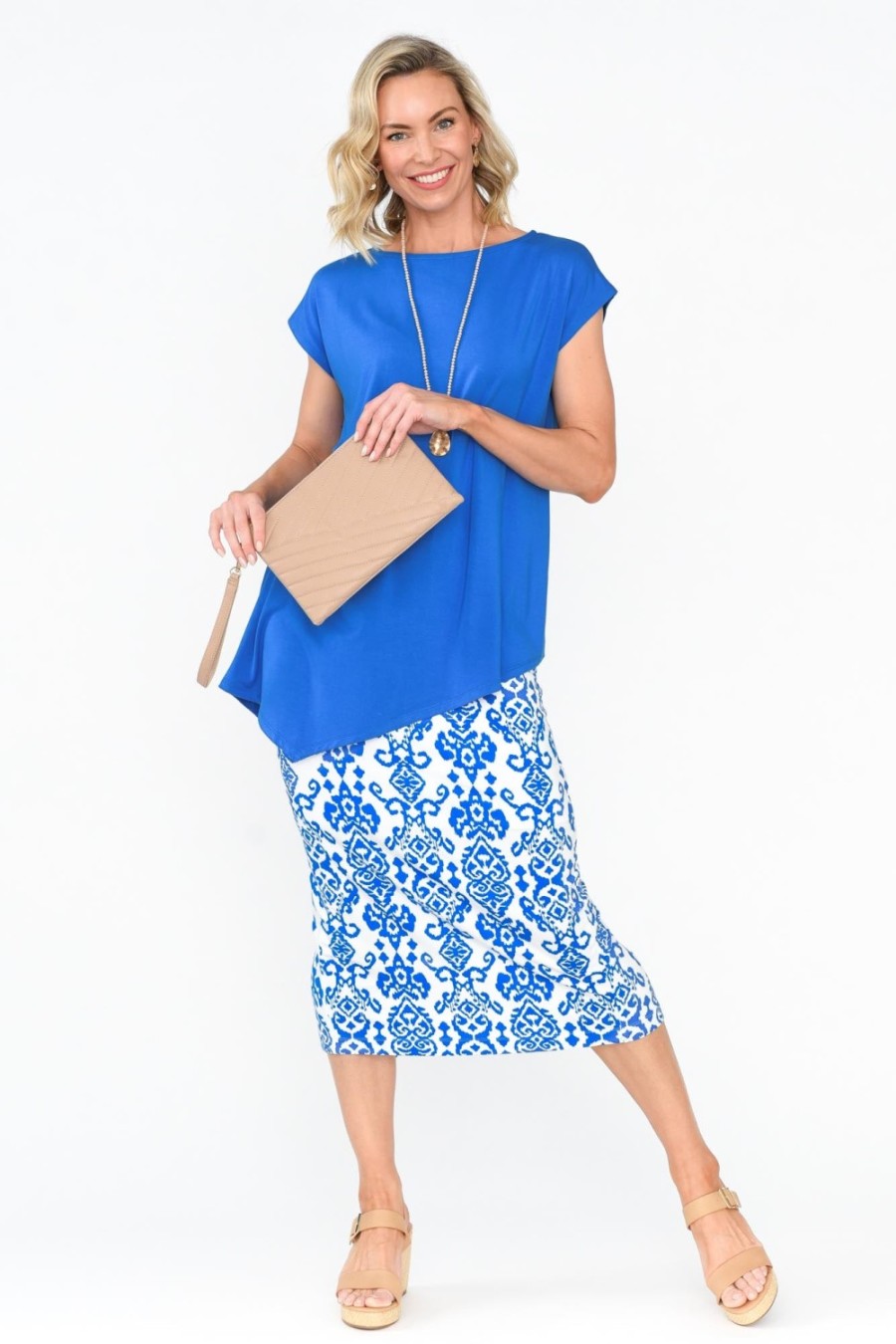 Clothing Lou Lou Skirts | Blue Ikat Bamboo Maxi Tube Skirt