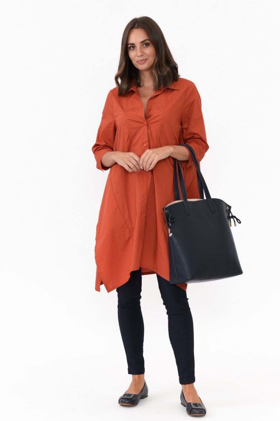 Clothing Tirelli Cotton Tops | Colson Rust Cotton Tunic