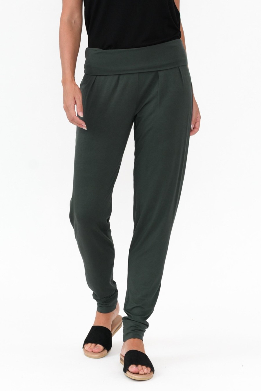 Clothing Bamboo Body Pants | Dark Green Bamboo Soft Slouch Pant