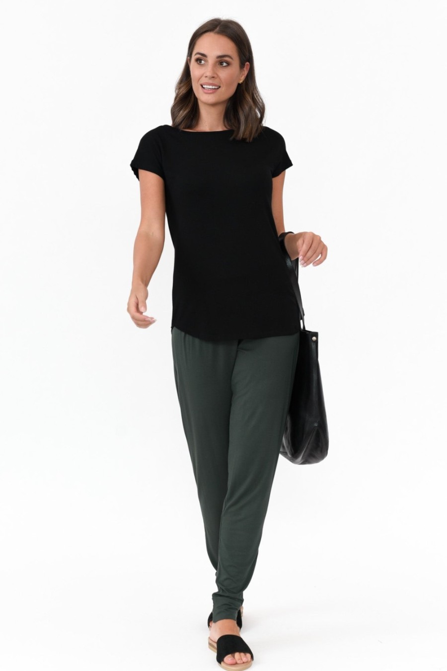 Clothing Bamboo Body Pants | Dark Green Bamboo Soft Slouch Pant