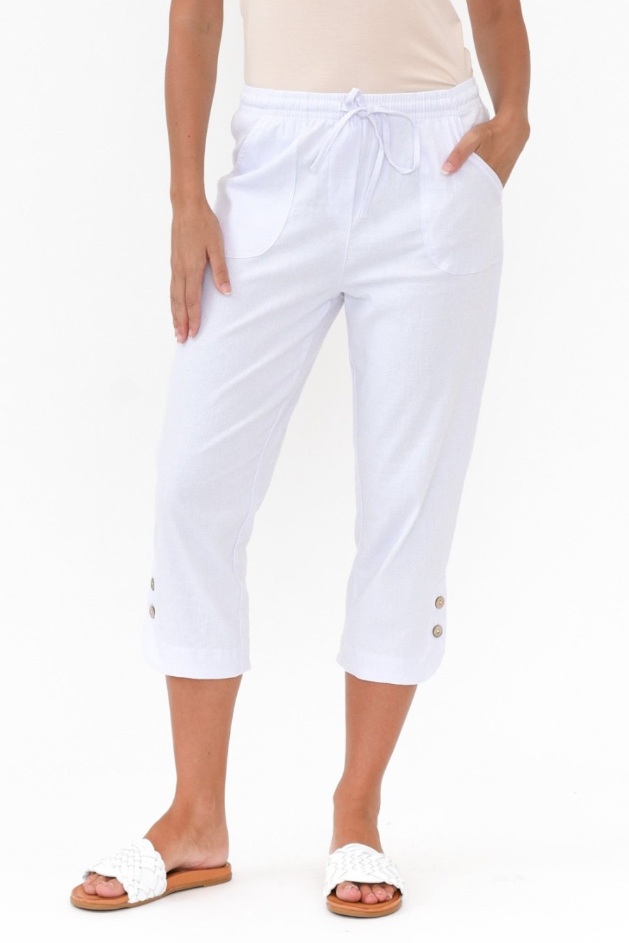 Clothing Willow Tree Pants | Wright White Linen Blend Stretch Pant