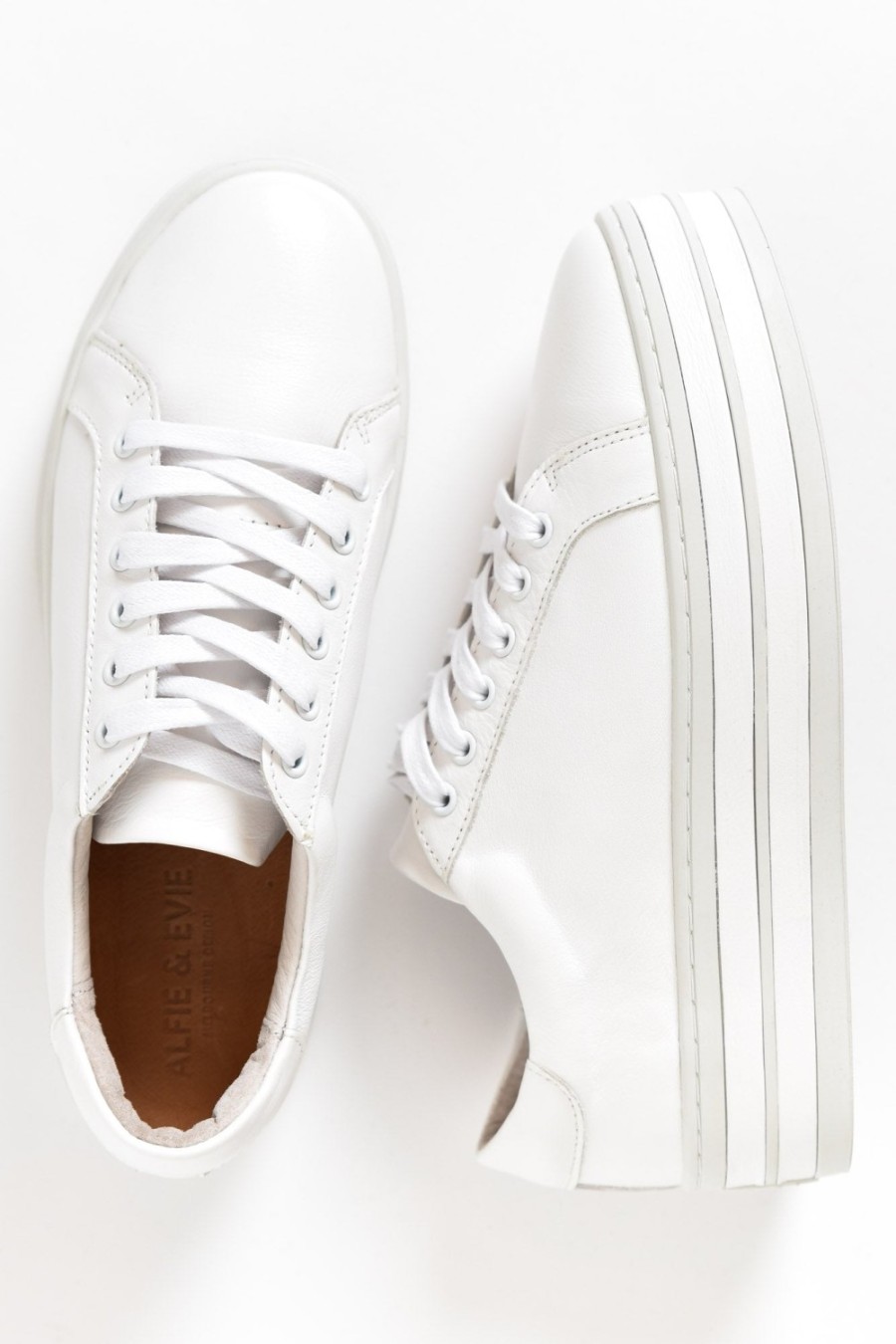 Shoes Alfie and Evie White Sneakers | Oracle White Leather Platform Sneaker