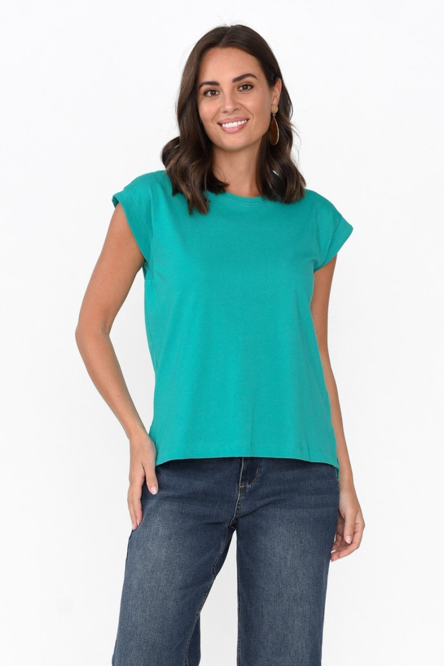 Clothing Betty Basics Cotton Tops | Michaela Jade Green Cotton Top