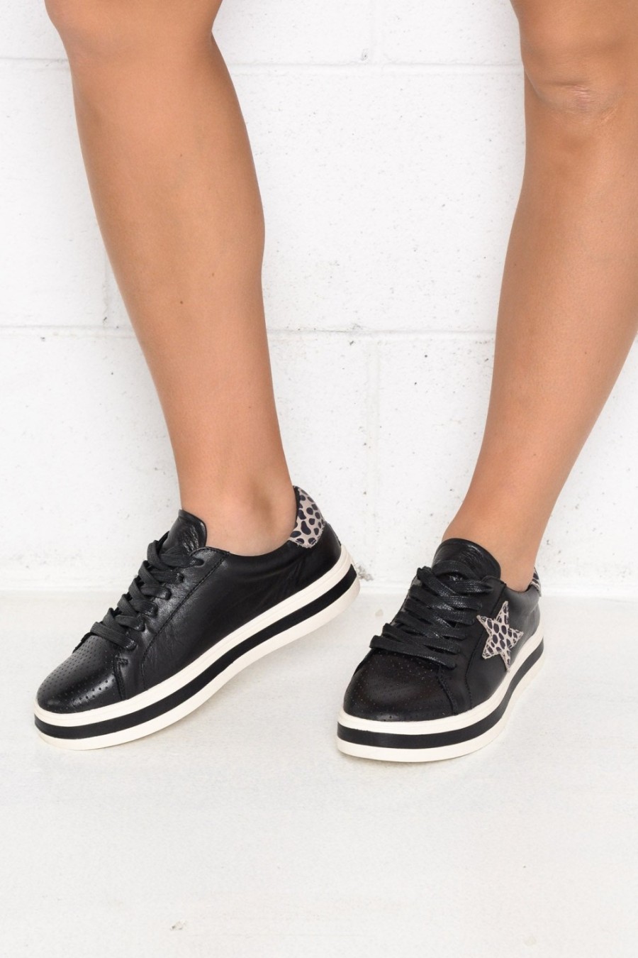 Shoes Alfie and Evie Leather Sneakers | Pixie Star Black Leather Sneaker