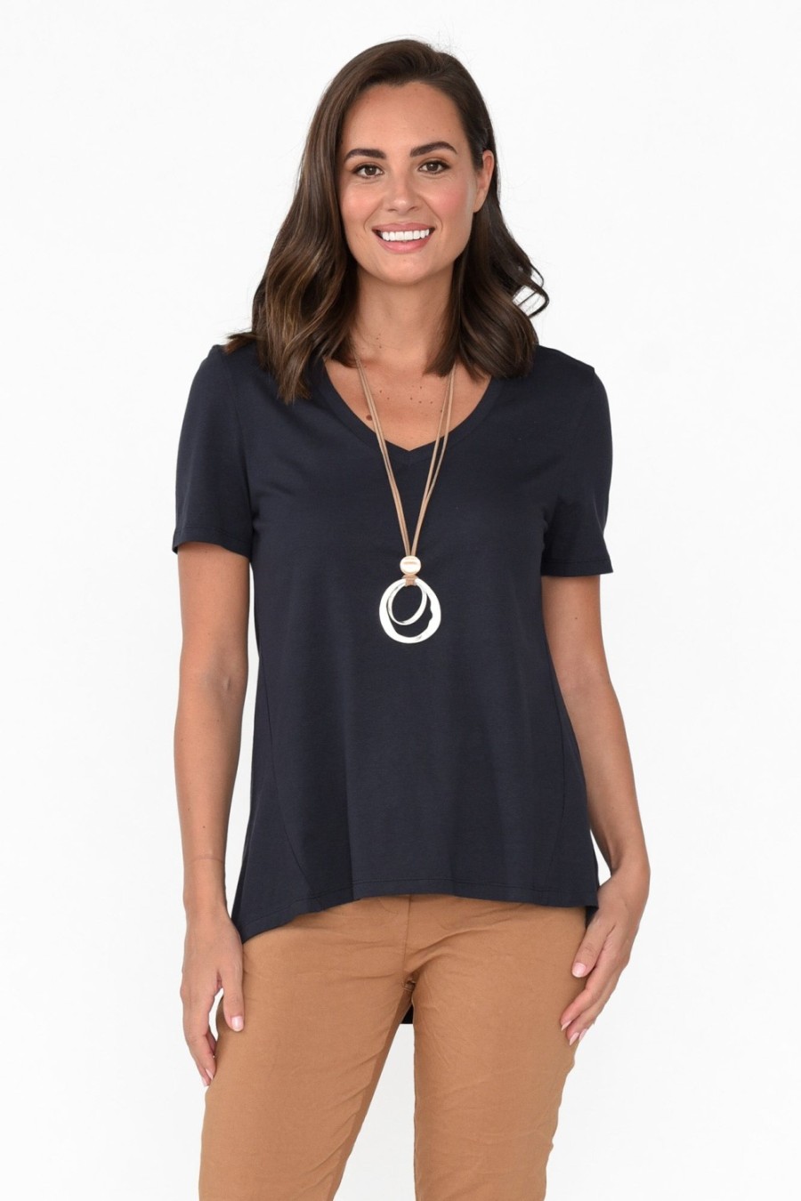 Clothing Betty Basics Cotton Tops | Luella Charcoal Cotton Tee