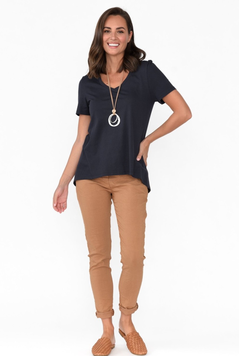 Clothing Betty Basics Cotton Tops | Luella Charcoal Cotton Tee