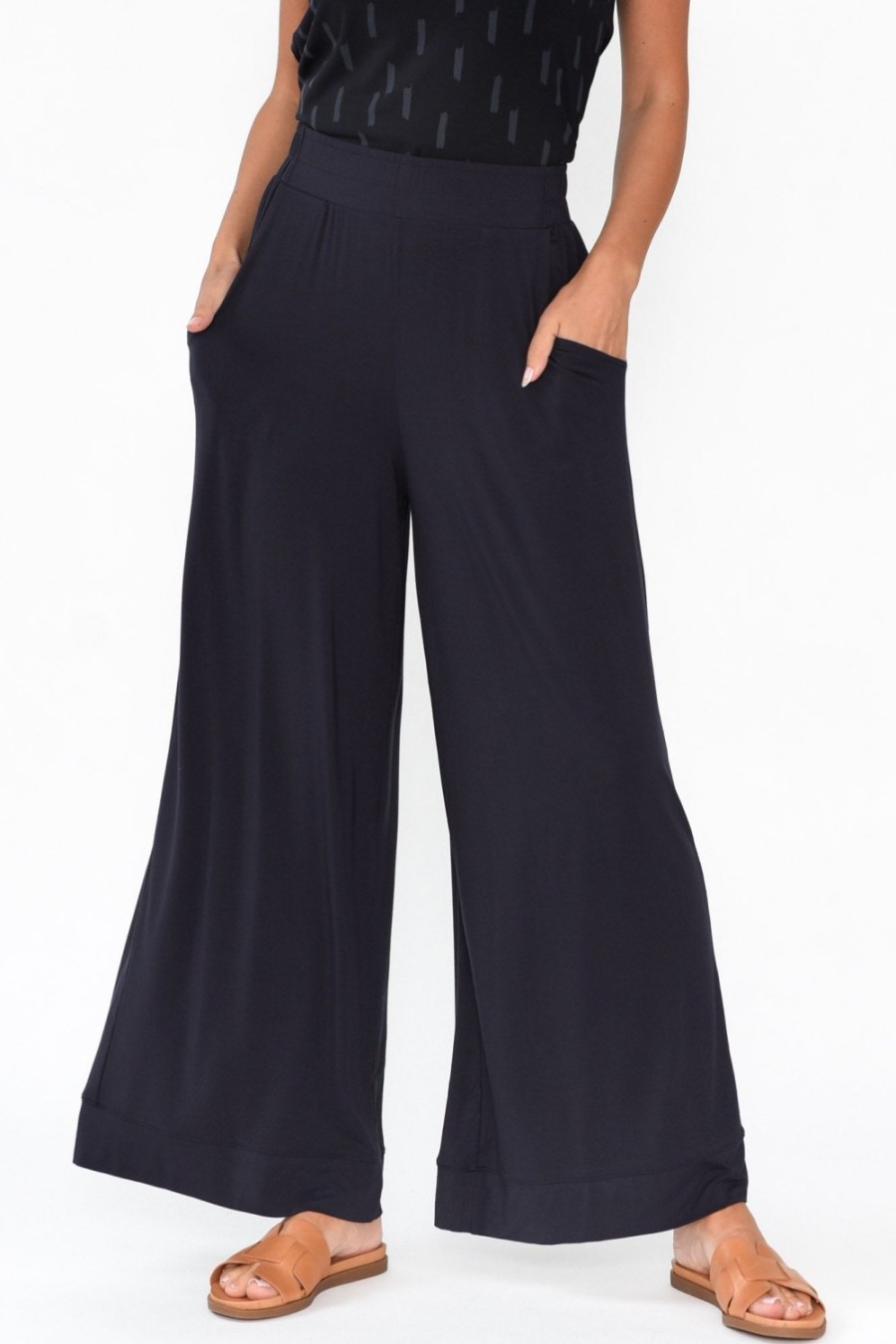 Clothing Tani Pants | Lola Navy Micro Modal Wide Leg Pant