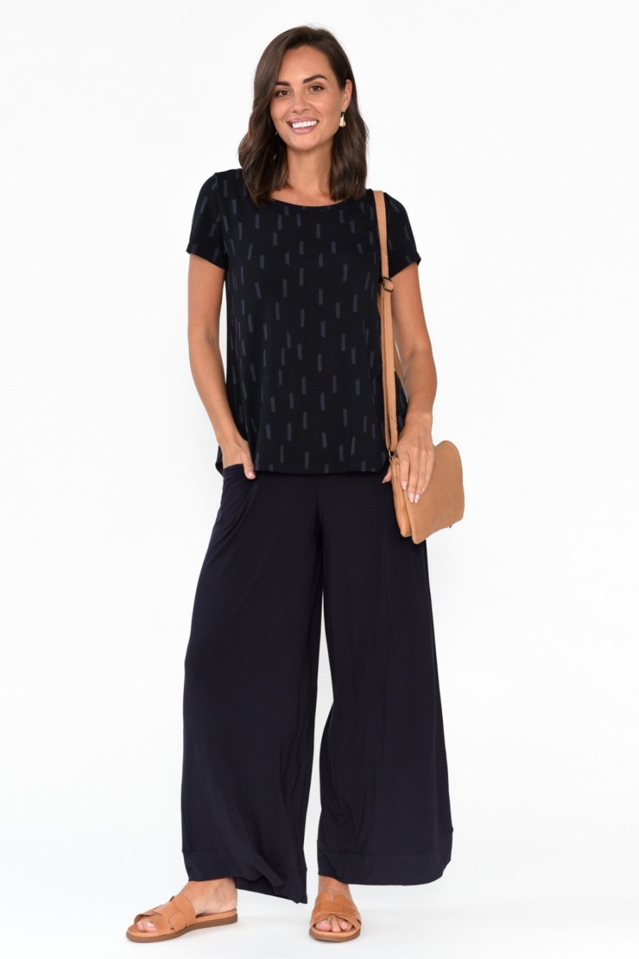 Clothing Tani Pants | Lola Navy Micro Modal Wide Leg Pant