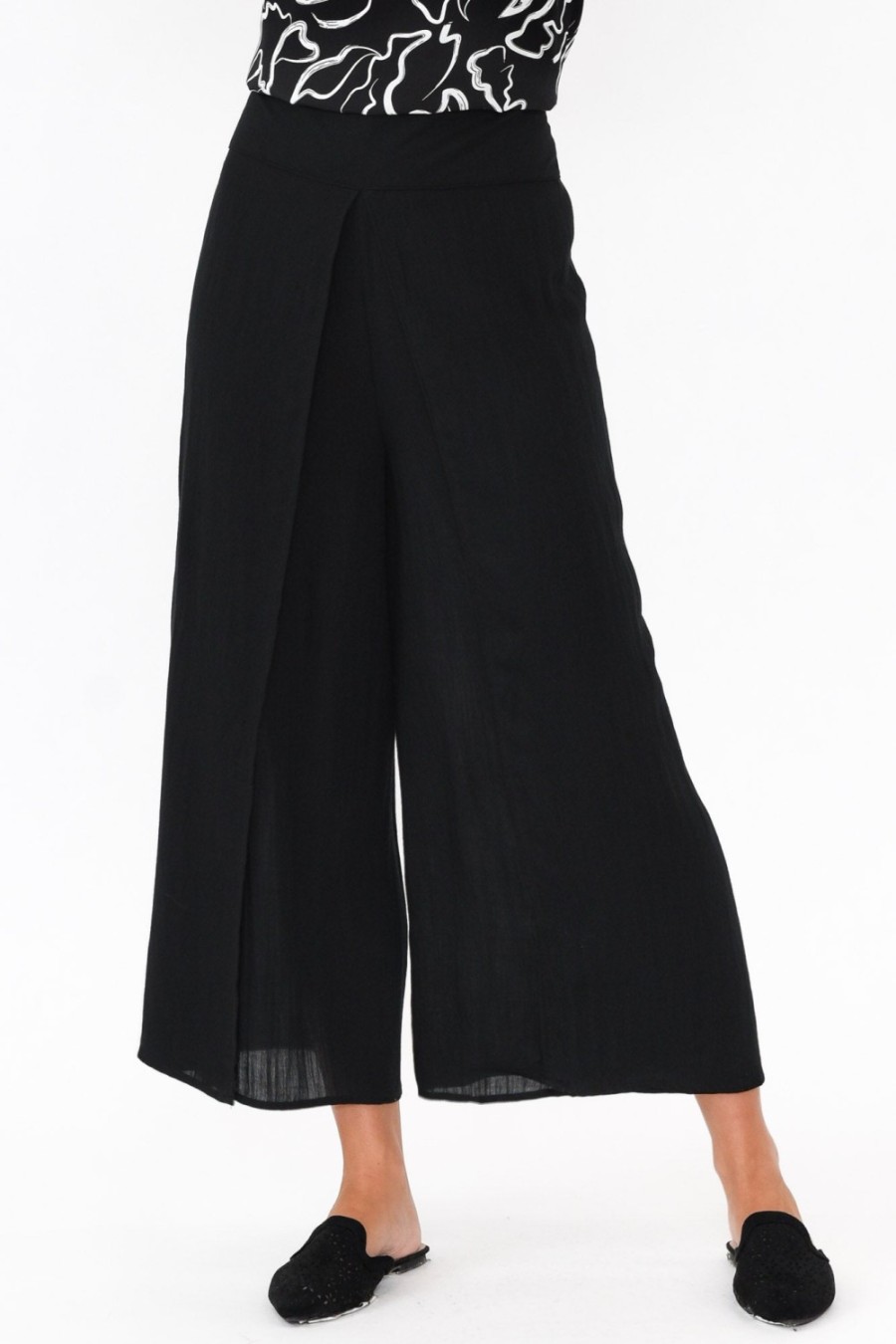 Clothing Willow Tree Pants | Gianna Black Linen Wide Leg Pant