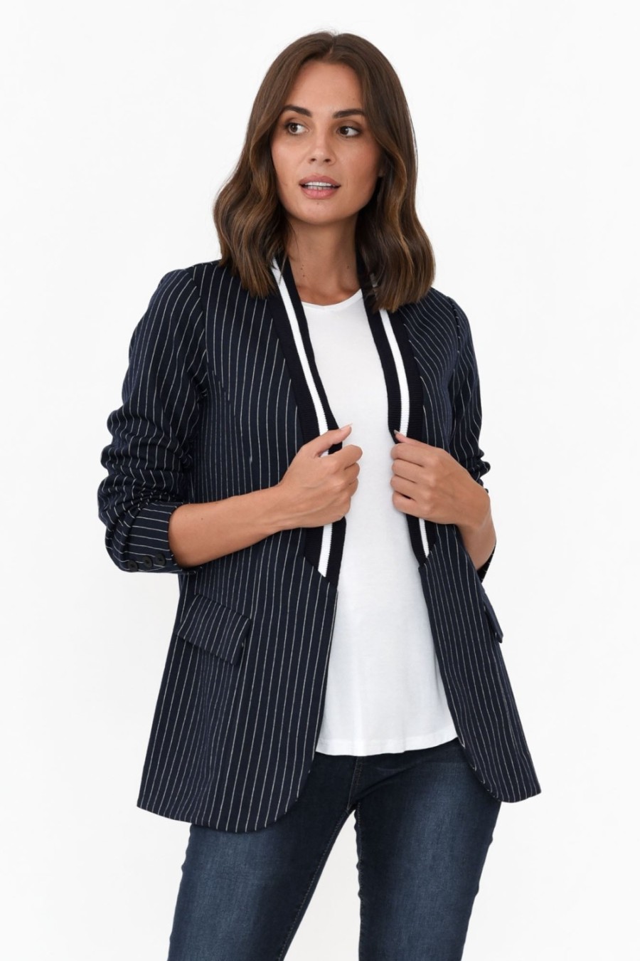 Clothing Clarity Jackets | Ascot Navy Stripe Jacket