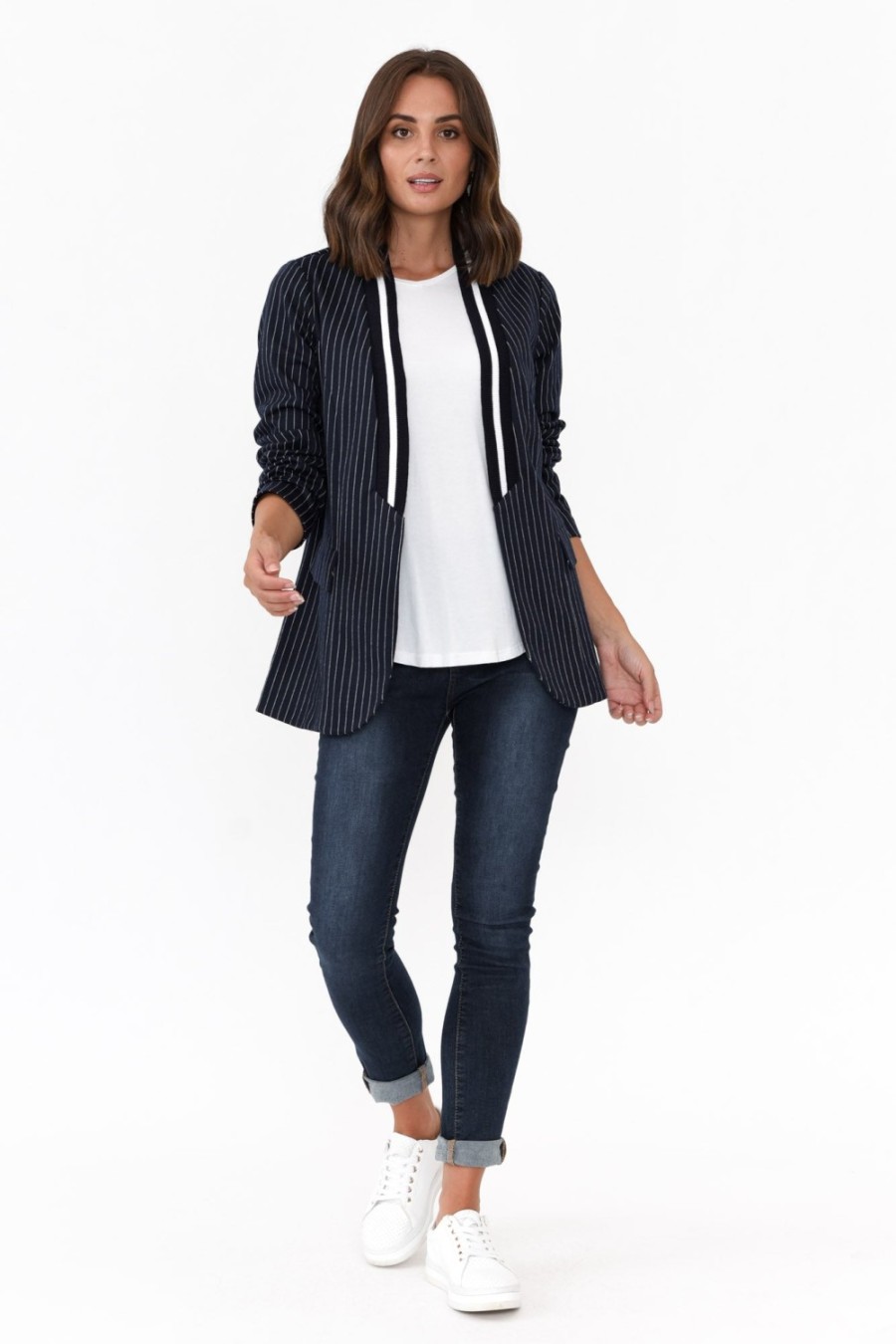 Clothing Clarity Jackets | Ascot Navy Stripe Jacket