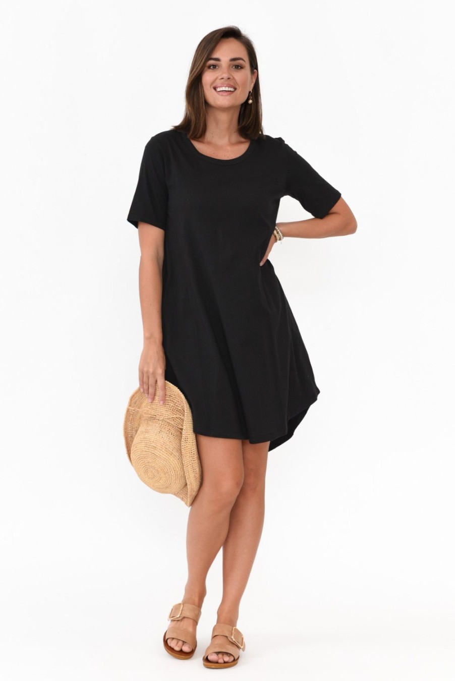 Clothing Betty Basics Cotton Dresses | Nyree Black Hi Lo Cotton Dress