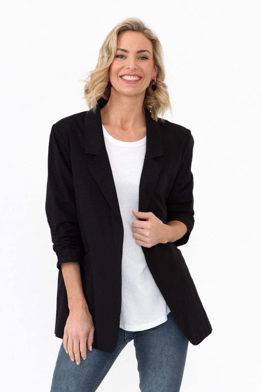 Clothing Cali and Co Jackets | Figaro Black Cotton Blazer