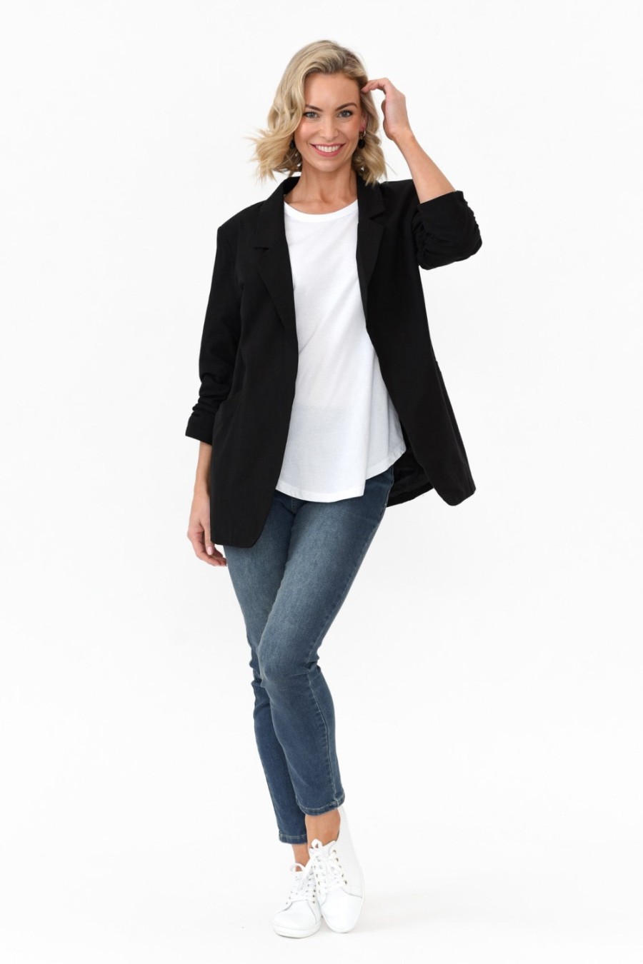 Clothing Cali and Co Jackets | Figaro Black Cotton Blazer