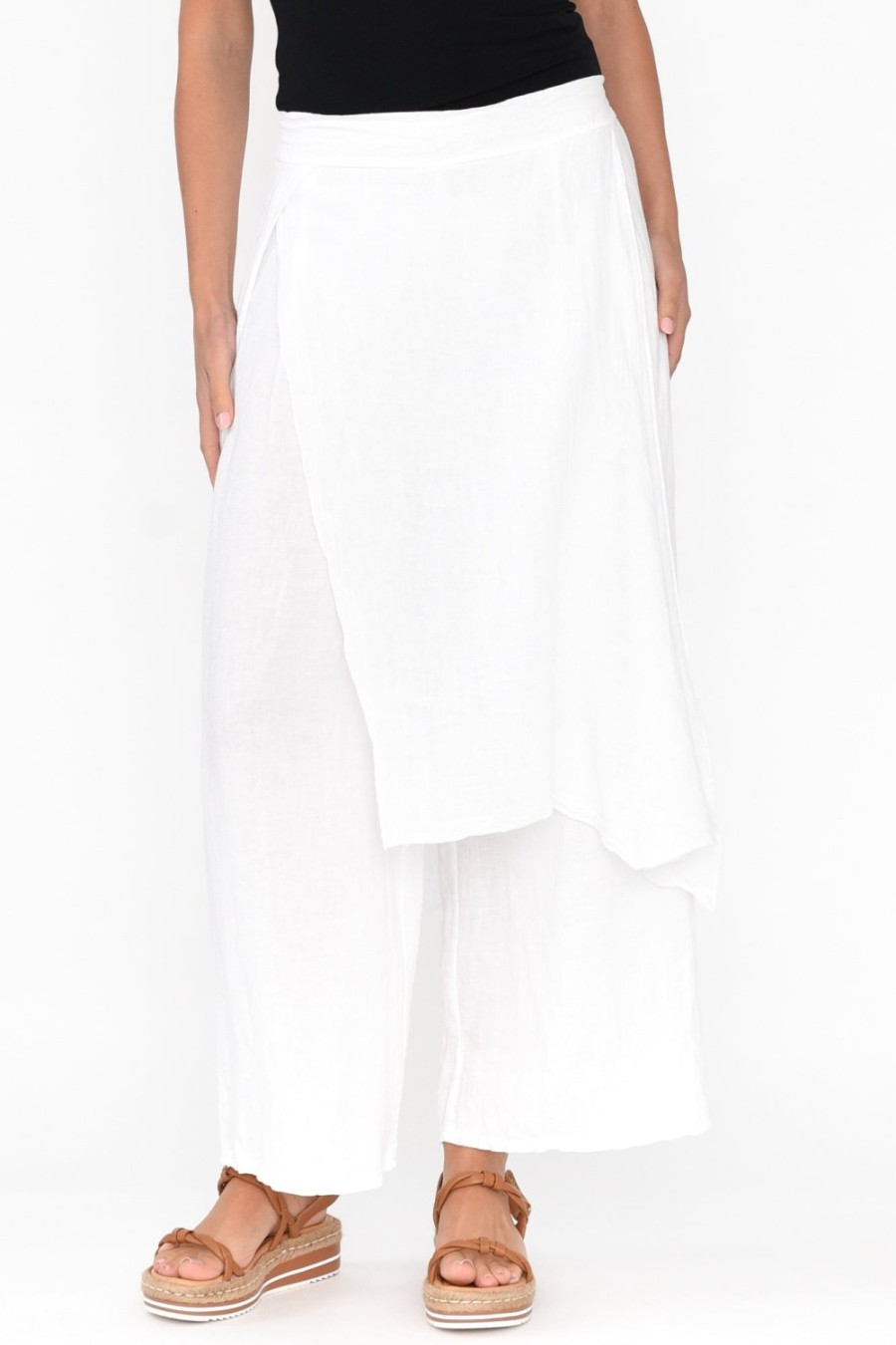 Clothing La Strada Pants | Lucienne White Linen Layer Pant