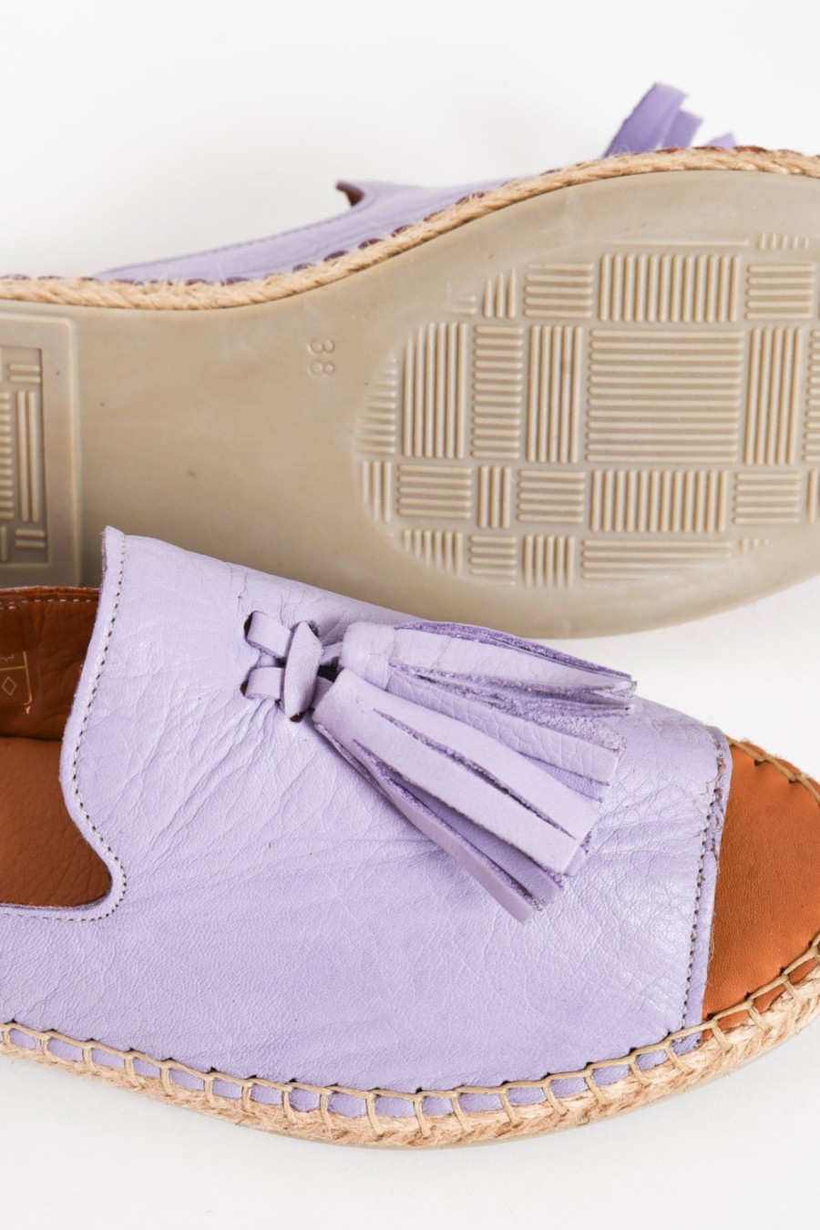 Shoes Bueno Slides | Keilor Lilac Leather Tassel Slide