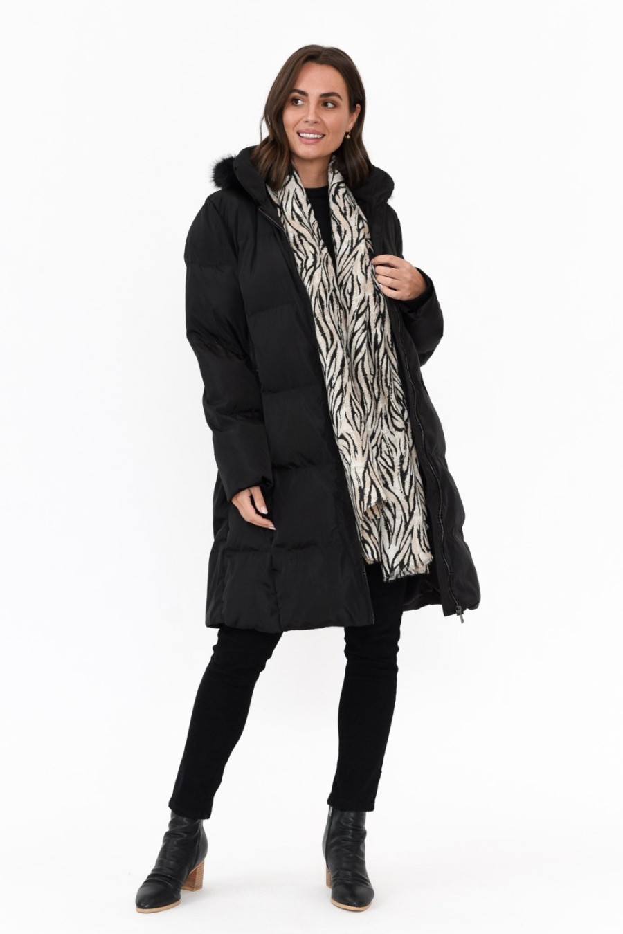 Clothing Hammock u0026 Vine Jackets | Faye Black Faux Fur Puffer Jacket