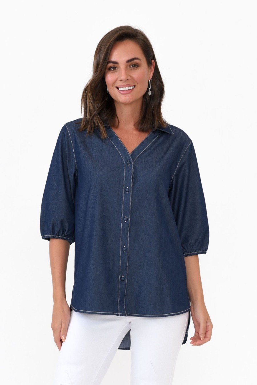 Clothing Liberty Rose Shirts | Glinda Blue Denim Shirt