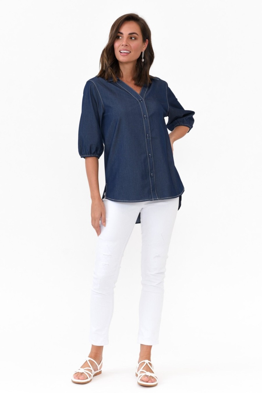 Clothing Liberty Rose Shirts | Glinda Blue Denim Shirt